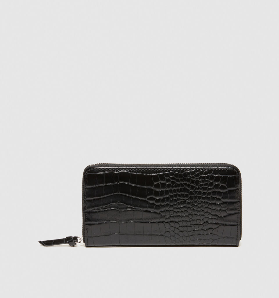 Large crocodile print wallet - null - Black | Sisley image number 1